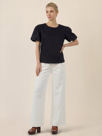APART Palazzohose mit Falten und weitem Bein | creme