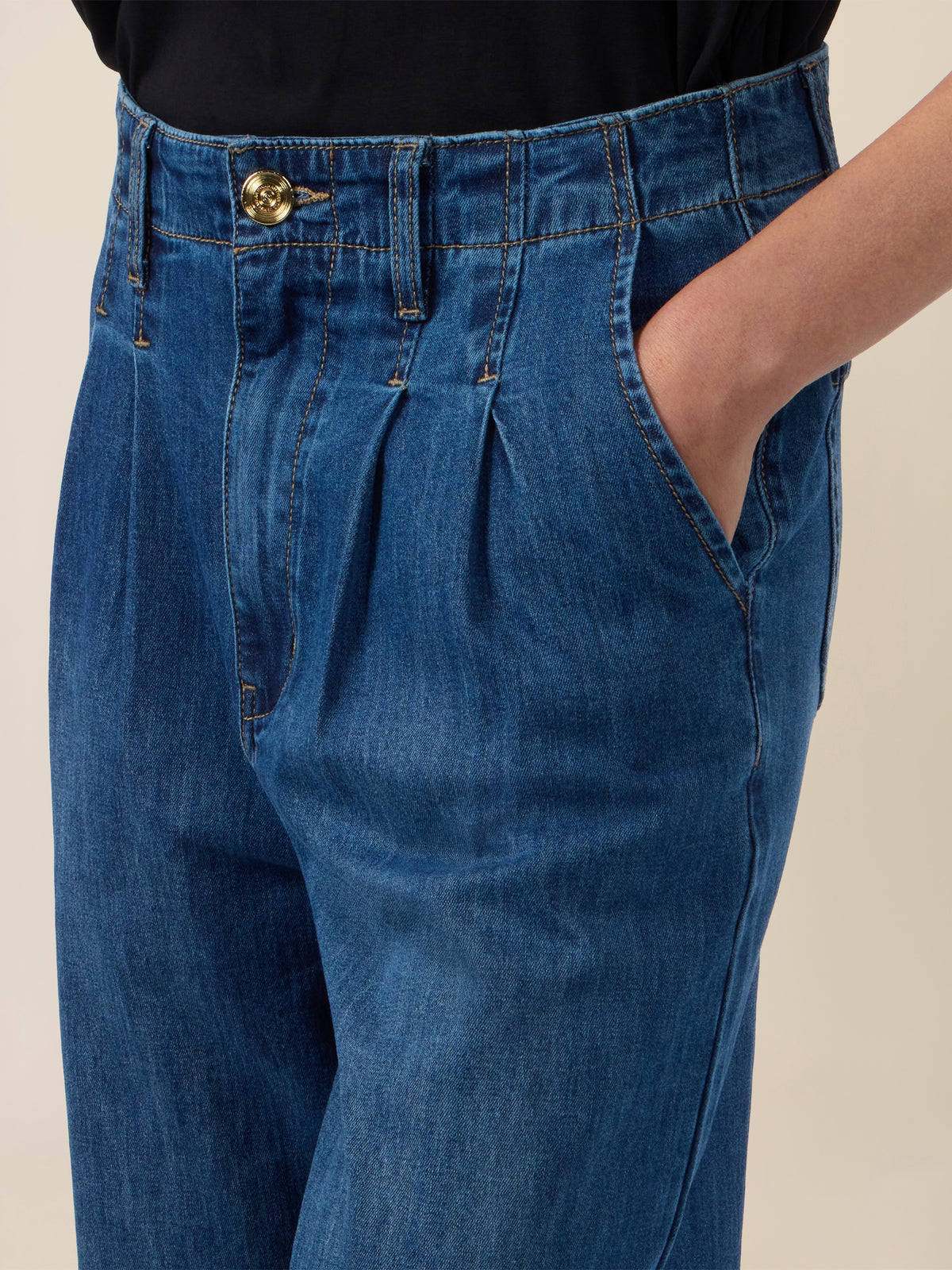 APART Palazzohose mit Falten und weitem Bein | hellblau