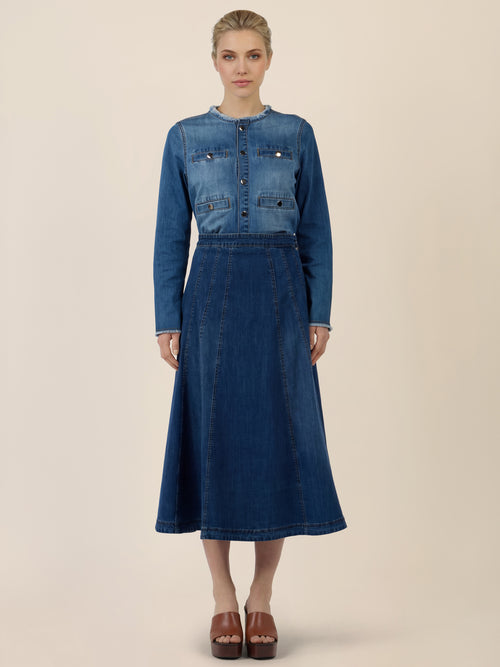 APART A-Linien-Rock aus Denim in ausgestellter Form | hellblau image 1