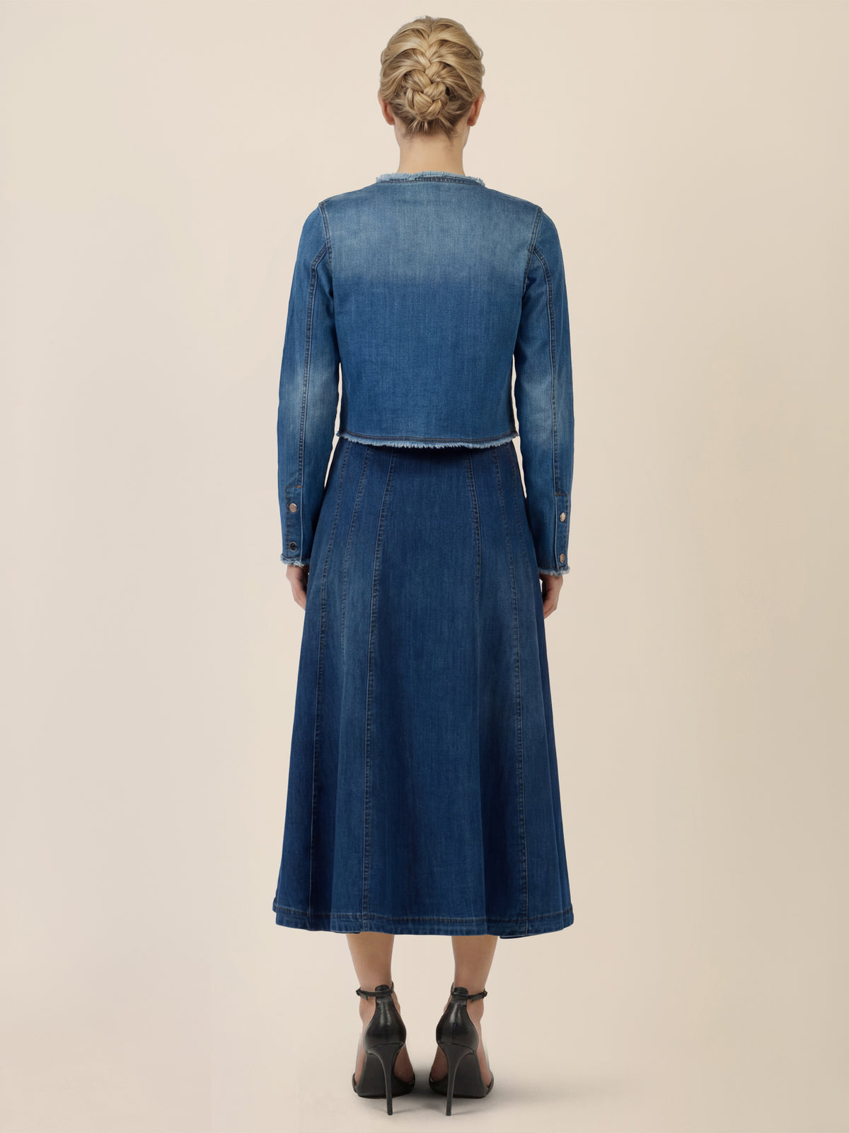 APART A-Linien-Rock aus Denim in ausgestellter Form | hellblau