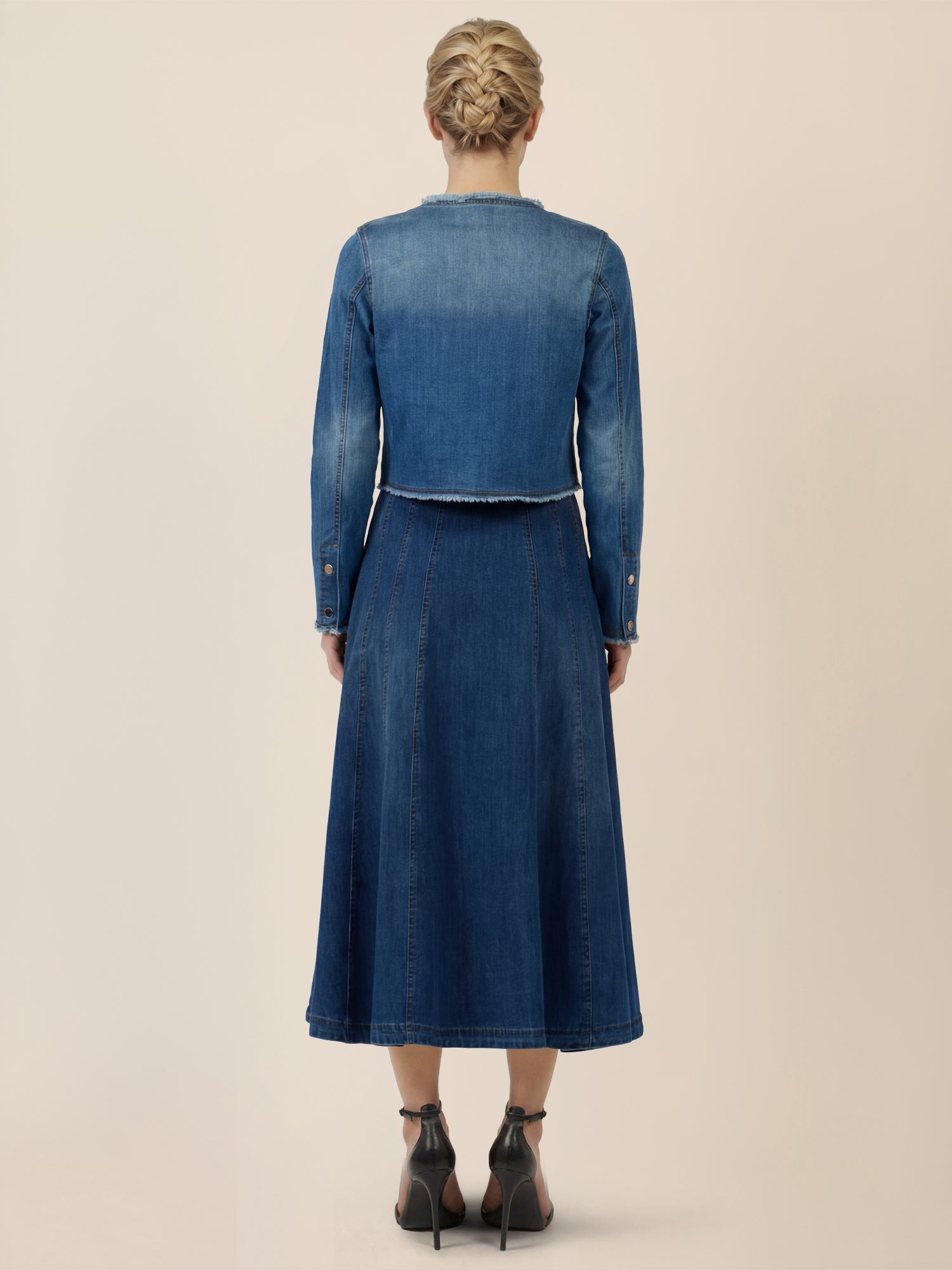 APART A-Linien-Rock aus Denim in ausgestellter Form | hellblau