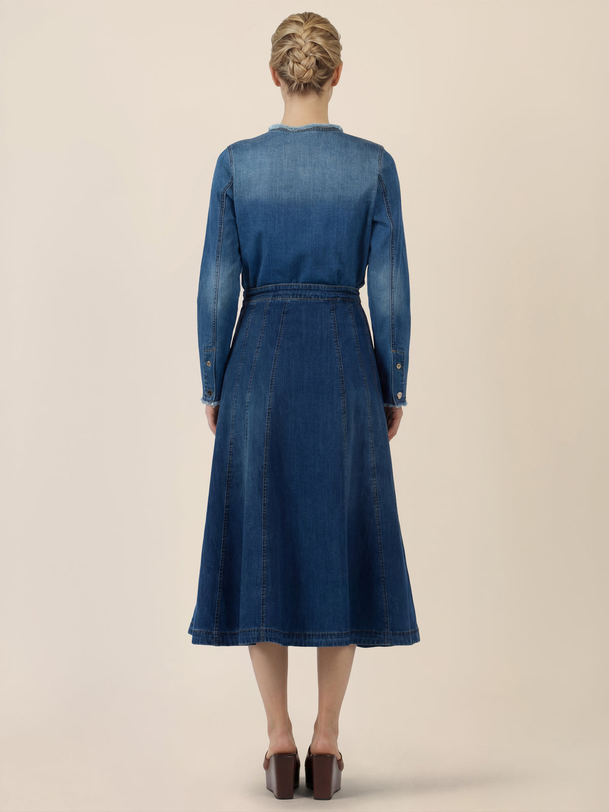 APART A-Linien-Rock aus Denim in ausgestellter Form | hellblau