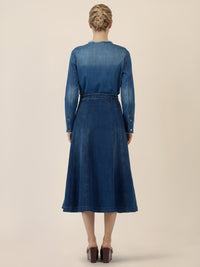 APART A-Linien-Rock aus Denim in ausgestellter Form | hellblau