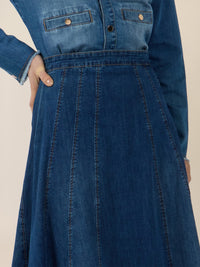 APART A-Linien-Rock aus Denim in ausgestellter Form | hellblau