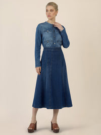 APART A-Linien-Rock aus Denim in ausgestellter Form | hellblau