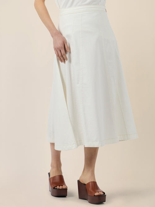 APART A-Linien-Rock aus Denim in ausgestellter Form | creme image 1