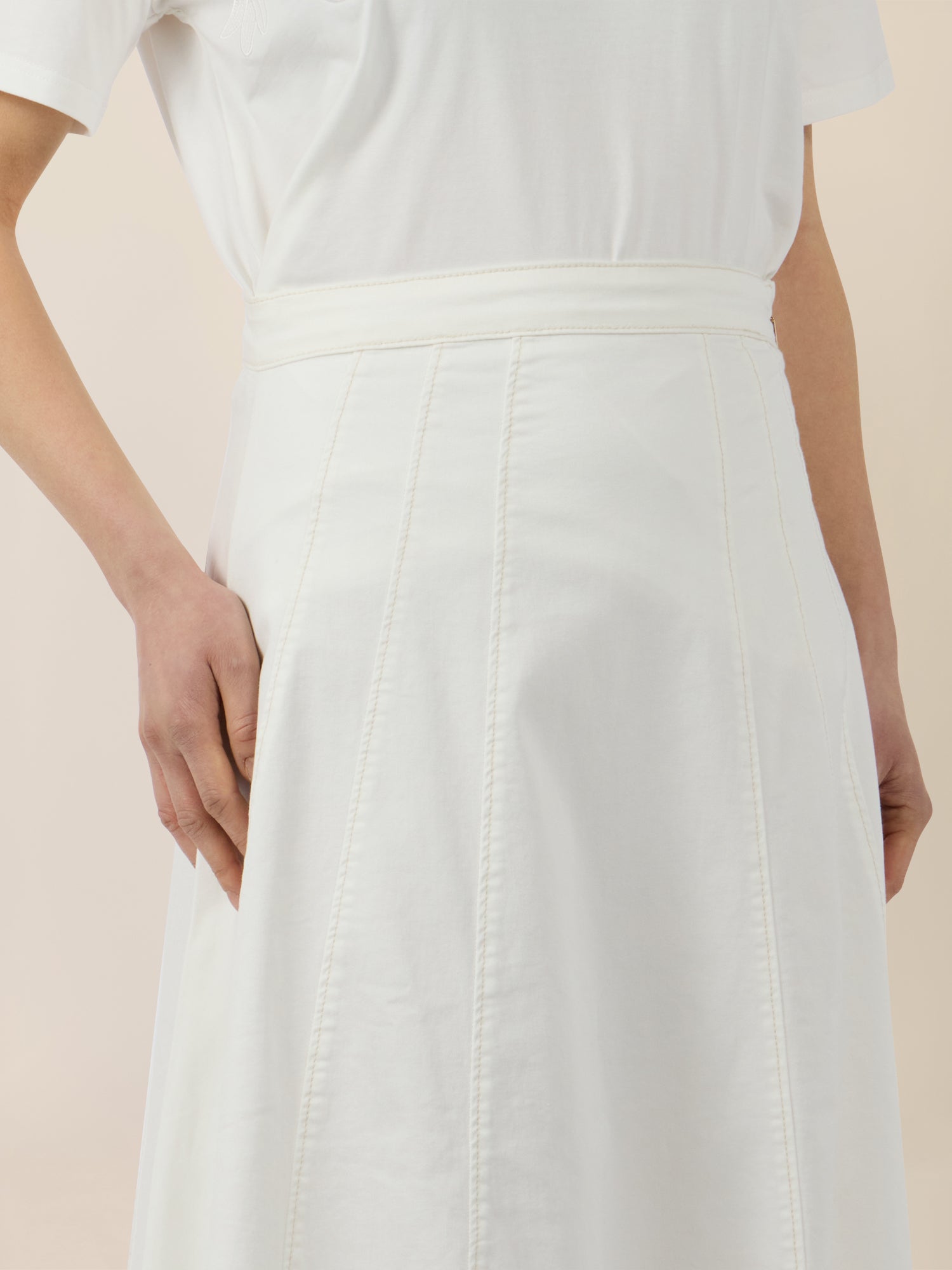 APART A-Linien-Rock aus Denim in ausgestellter Form | creme