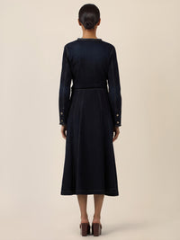 APART A-Linien-Rock aus Denim in ausgestellter Form | dunkelblau