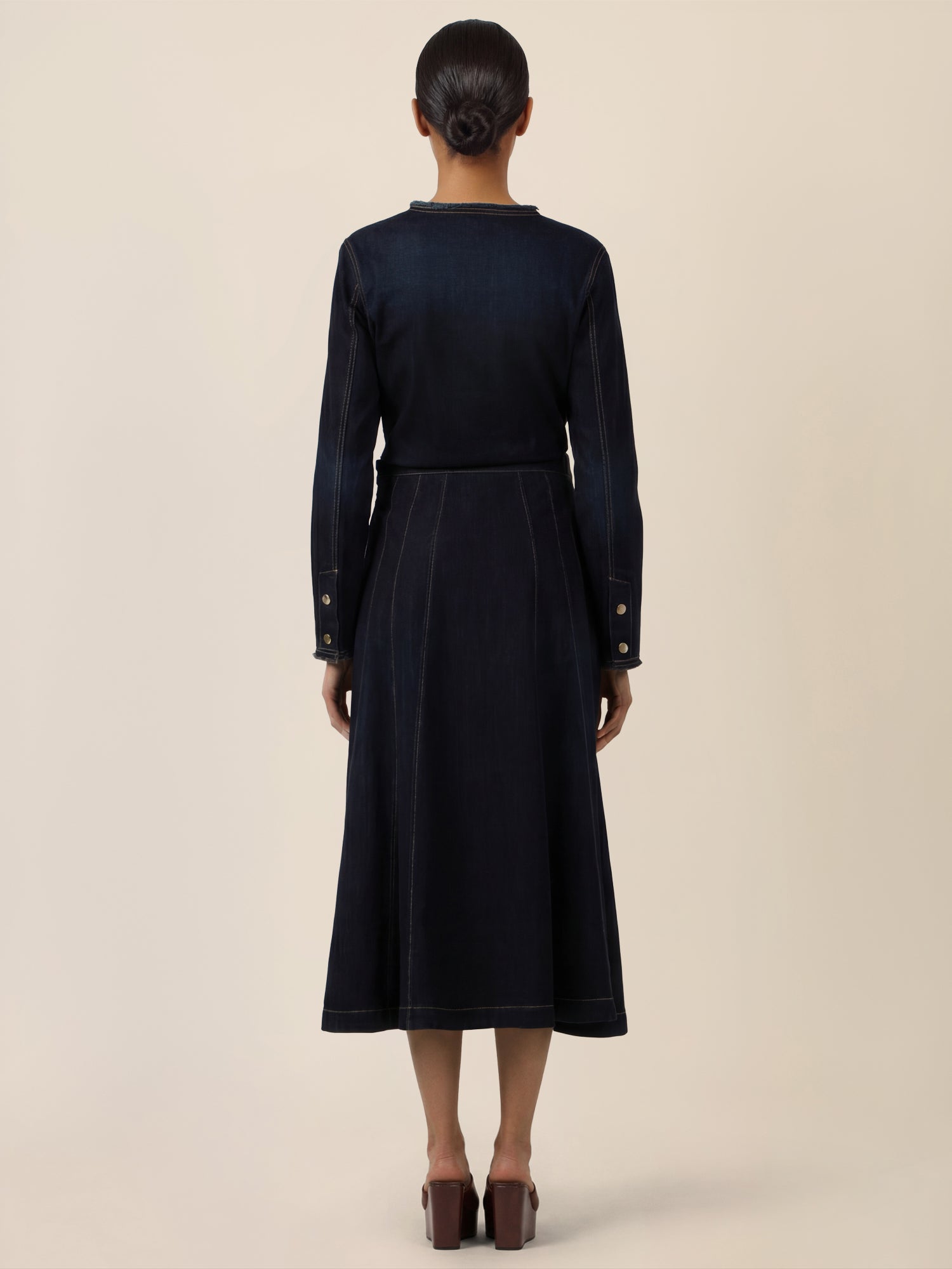 APART A-Linien-Rock aus Denim in ausgestellter Form | dunkelblau