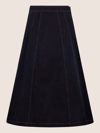 APART A-Linien-Rock aus Denim in ausgestellter Form | dunkelblau