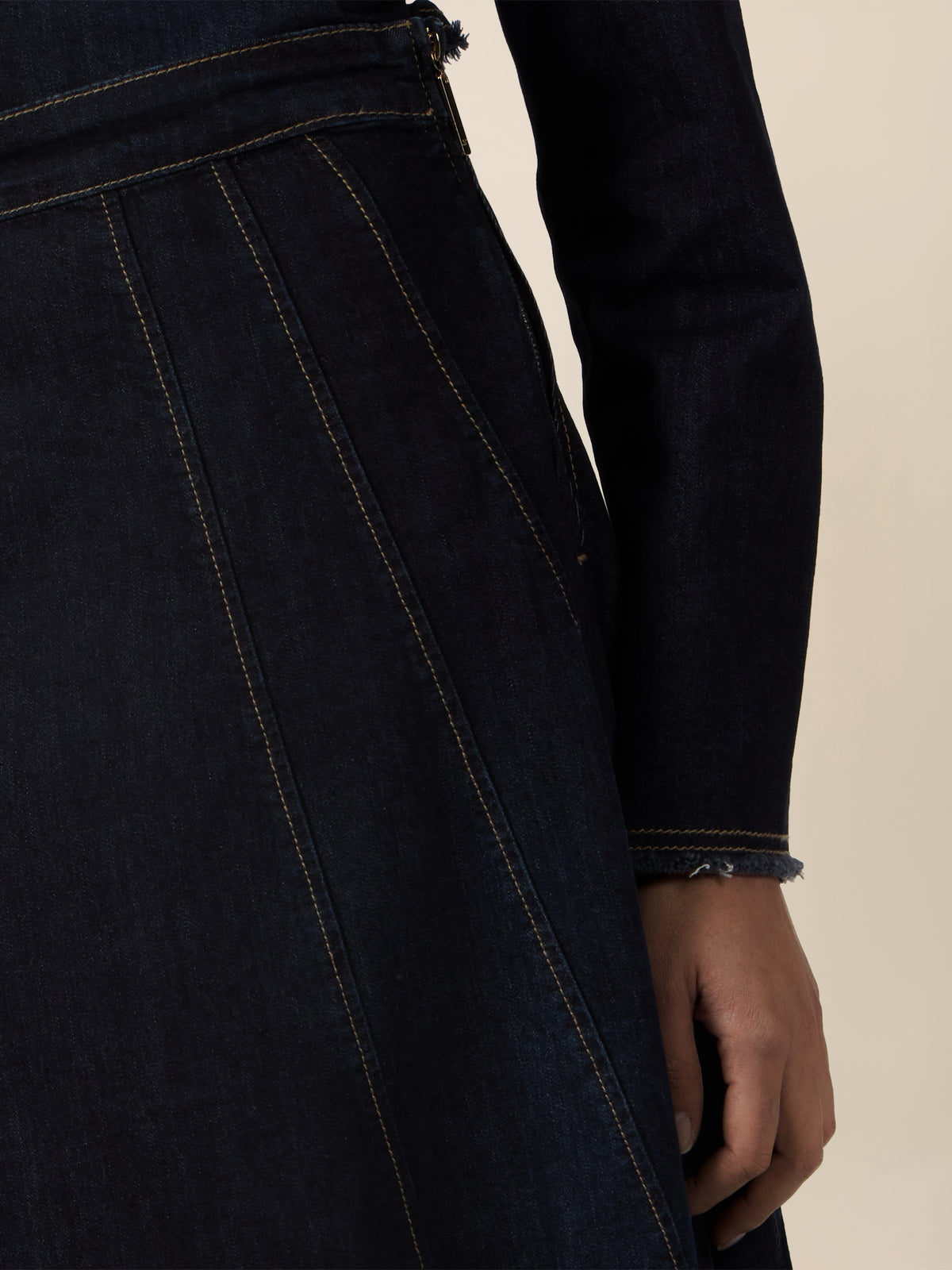 APART A-Linien-Rock aus Denim in ausgestellter Form | dunkelblau