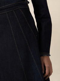 APART A-Linien-Rock aus Denim in ausgestellter Form | dunkelblau