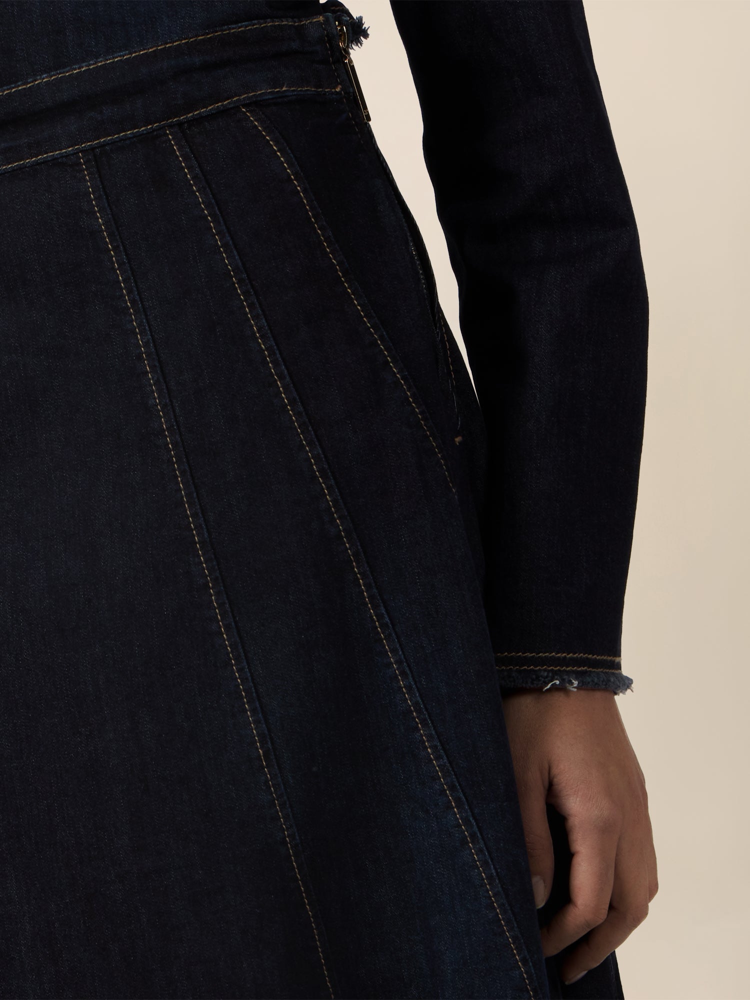 APART A-Linien-Rock aus Denim in ausgestellter Form | dunkelblau