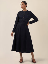 APART A-Linien-Rock aus Denim in ausgestellter Form | dunkelblau