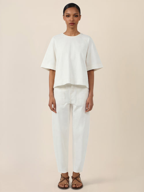 APART Bluse mit Rundhalsausschnitt und kurzen Ärmeln | creme image 1