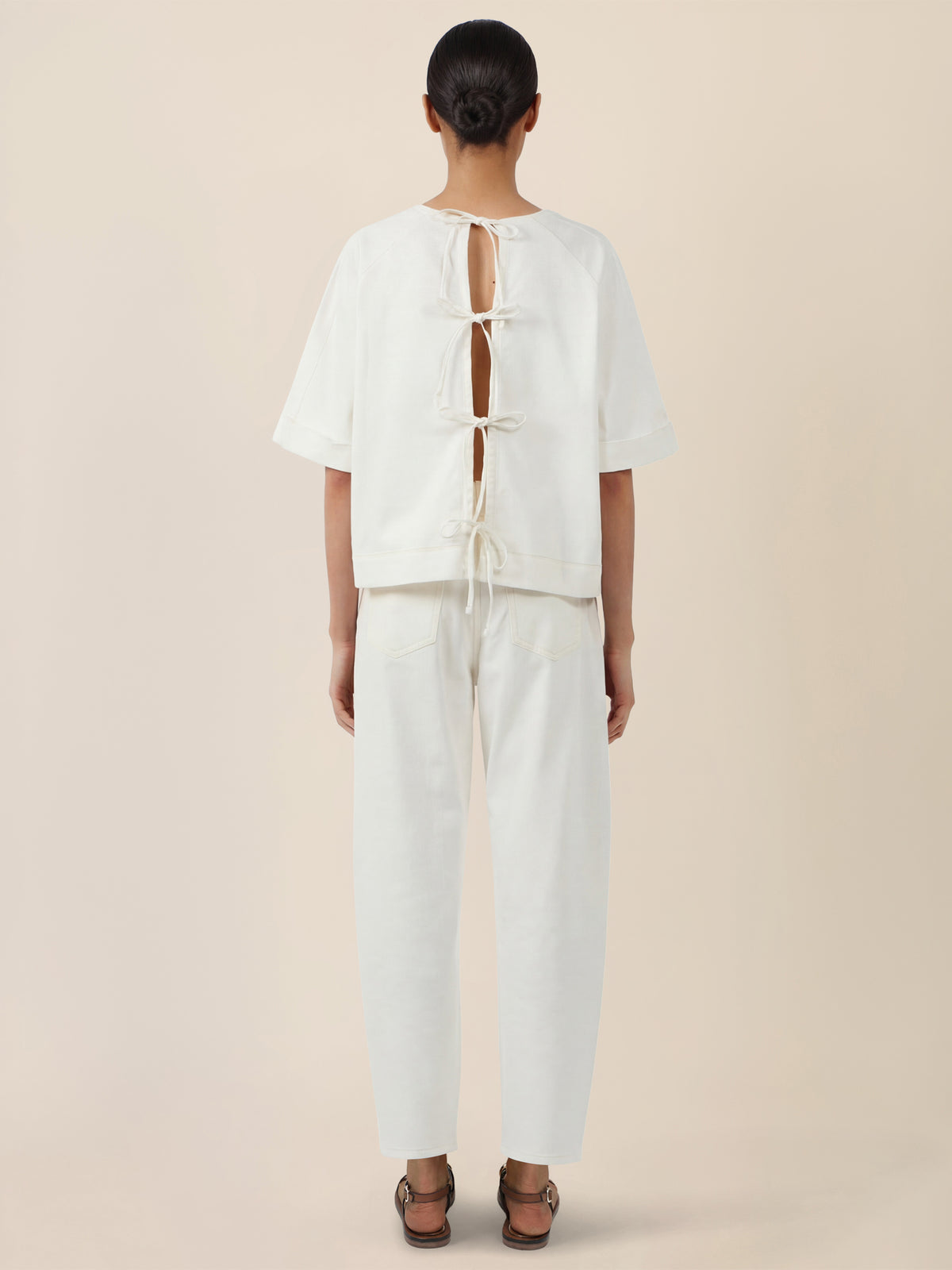 APART Bluse mit Rundhalsausschnitt und kurzen Ärmeln | creme