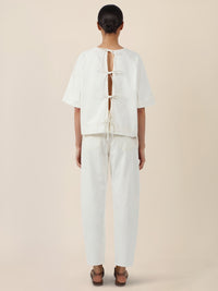 APART Bluse mit Rundhalsausschnitt und kurzen Ärmeln | creme