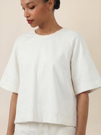 APART Bluse mit Rundhalsausschnitt und kurzen Ärmeln | creme