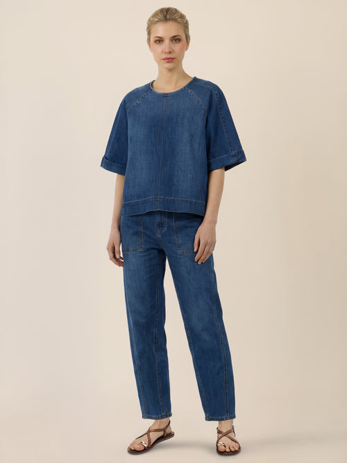 APART Bluse mit Rundhalsausschnitt und kurzen Ärmeln | hellblau image 1