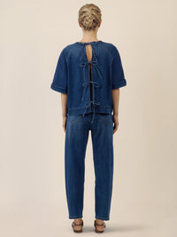 APART Bluse mit Rundhalsausschnitt und kurzen Ärmeln | hellblau