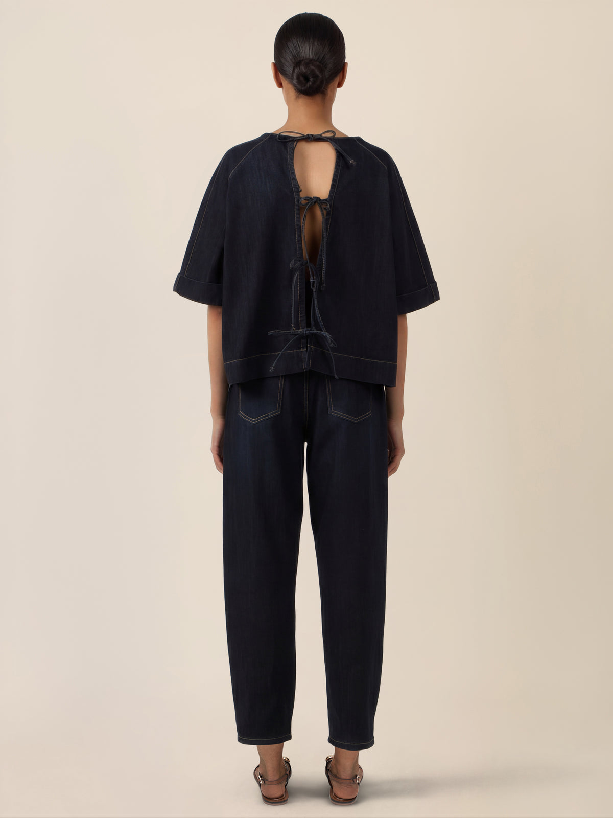 APART Bluse mit Rundhalsausschnitt und kurzen Ärmeln | dunkelblau