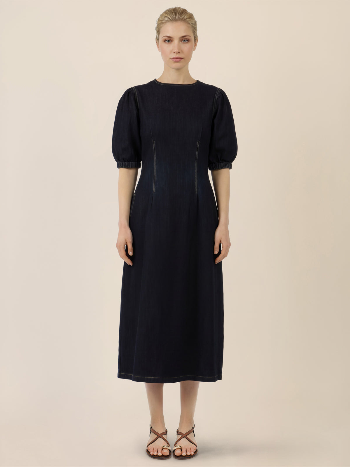 APART Denimkleid mit Puffärmeln | dunkelblau