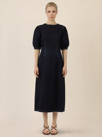 APART Denimkleid mit Puffärmeln | dunkelblau