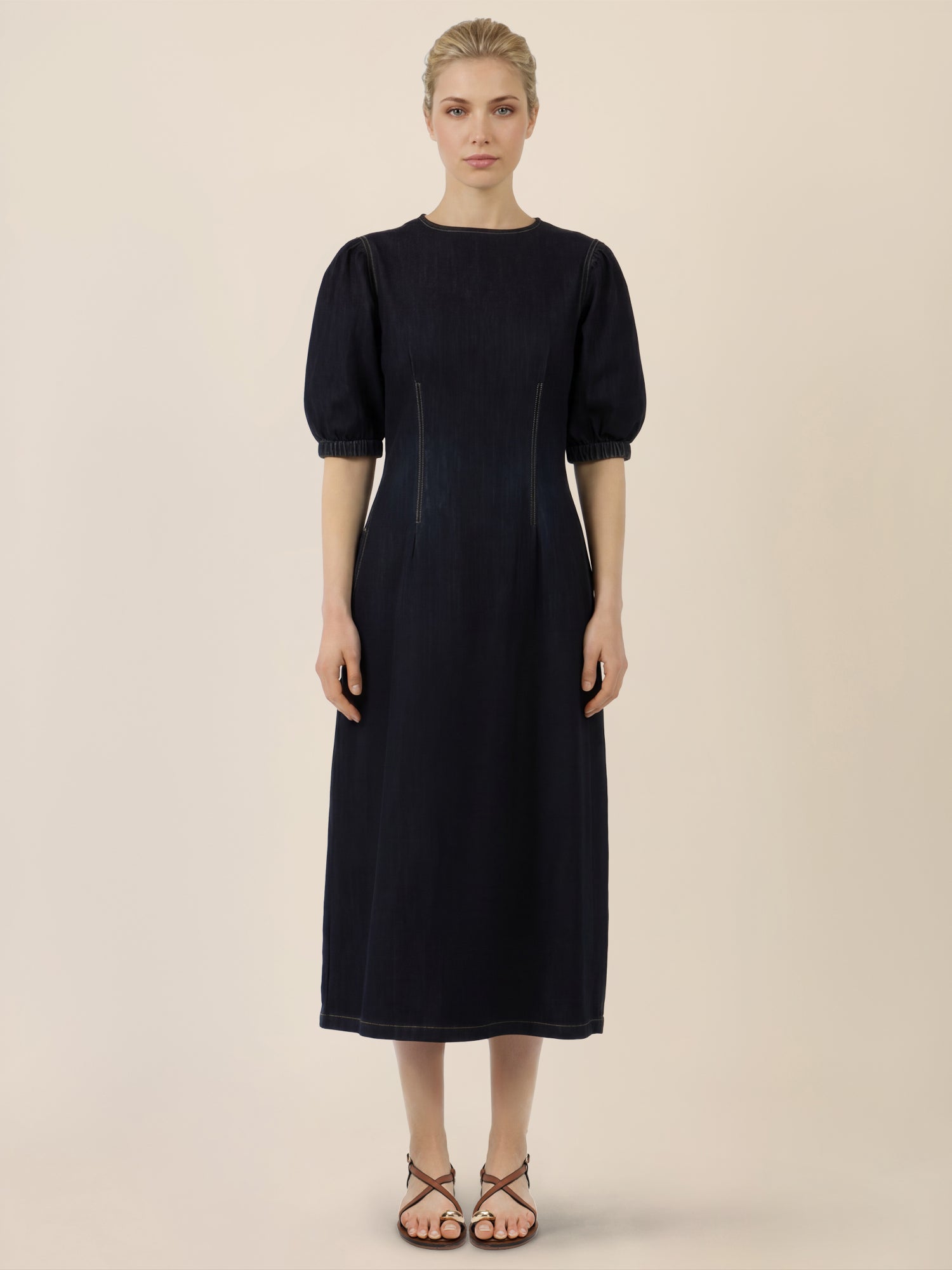 APART Denimkleid mit Puffärmeln | dunkelblau