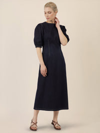 APART Denimkleid mit Puffärmeln | dunkelblau