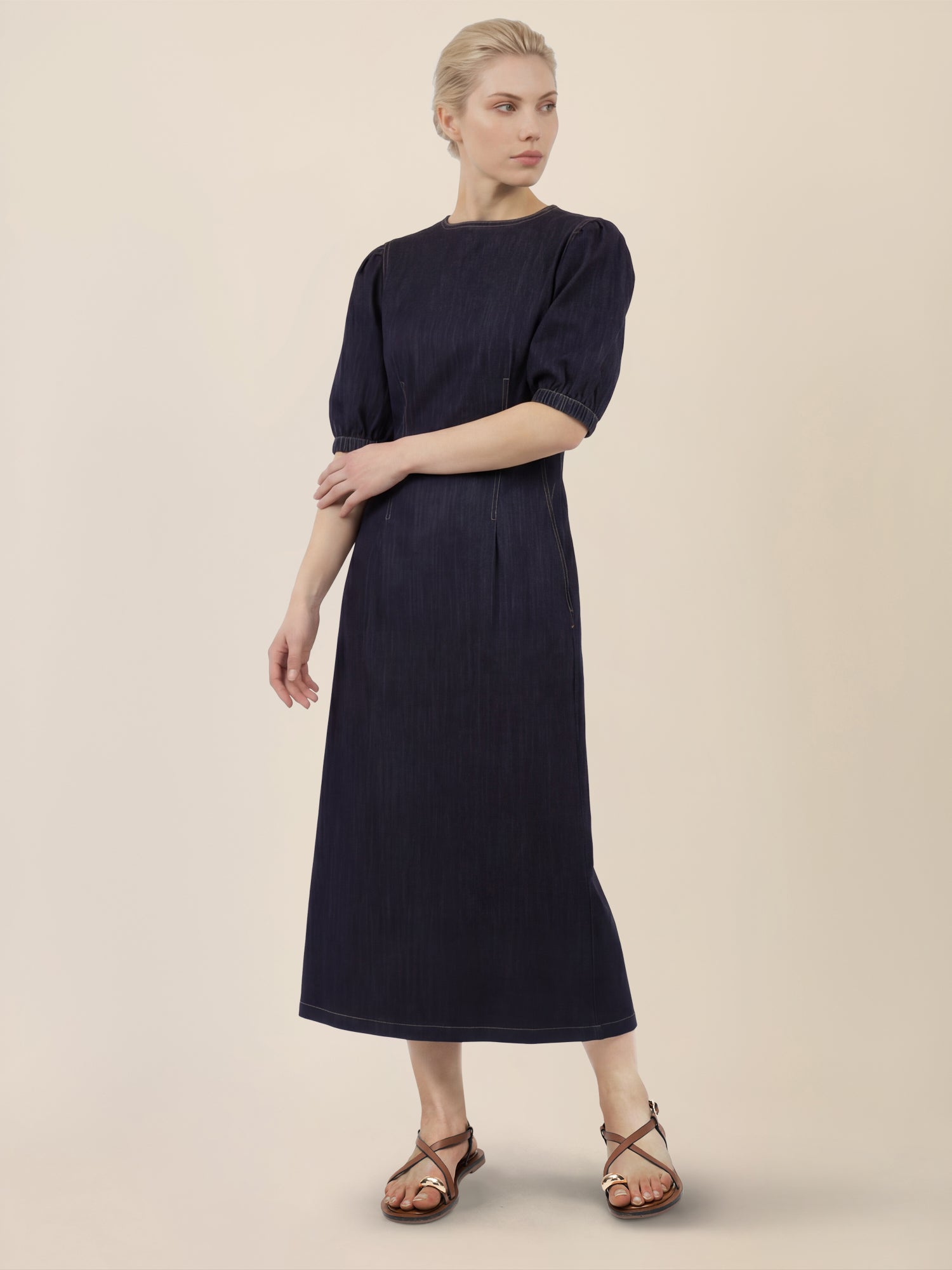 APART Denimkleid mit Puffärmeln | dunkelblau