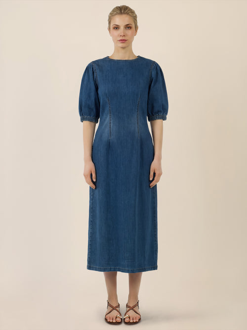 APART Denimkleid mit Puffärmeln | hellblau image 1