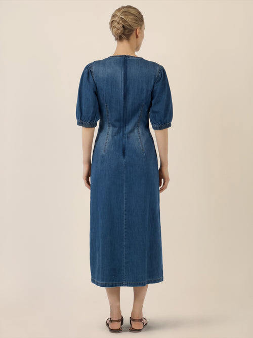 APART Denimkleid mit Puffärmeln | hellblau image 1