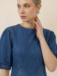 APART Denimkleid mit Puffärmeln | hellblau