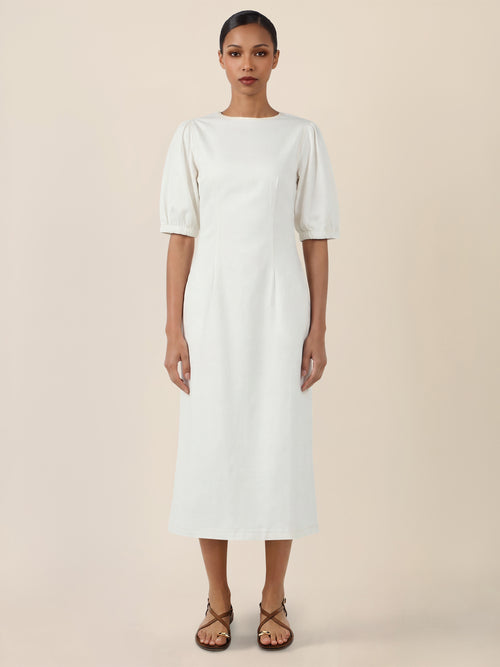 APART Denimkleid mit Puffärmeln | creme image 1