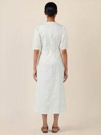 APART Denimkleid mit Puffärmeln | creme