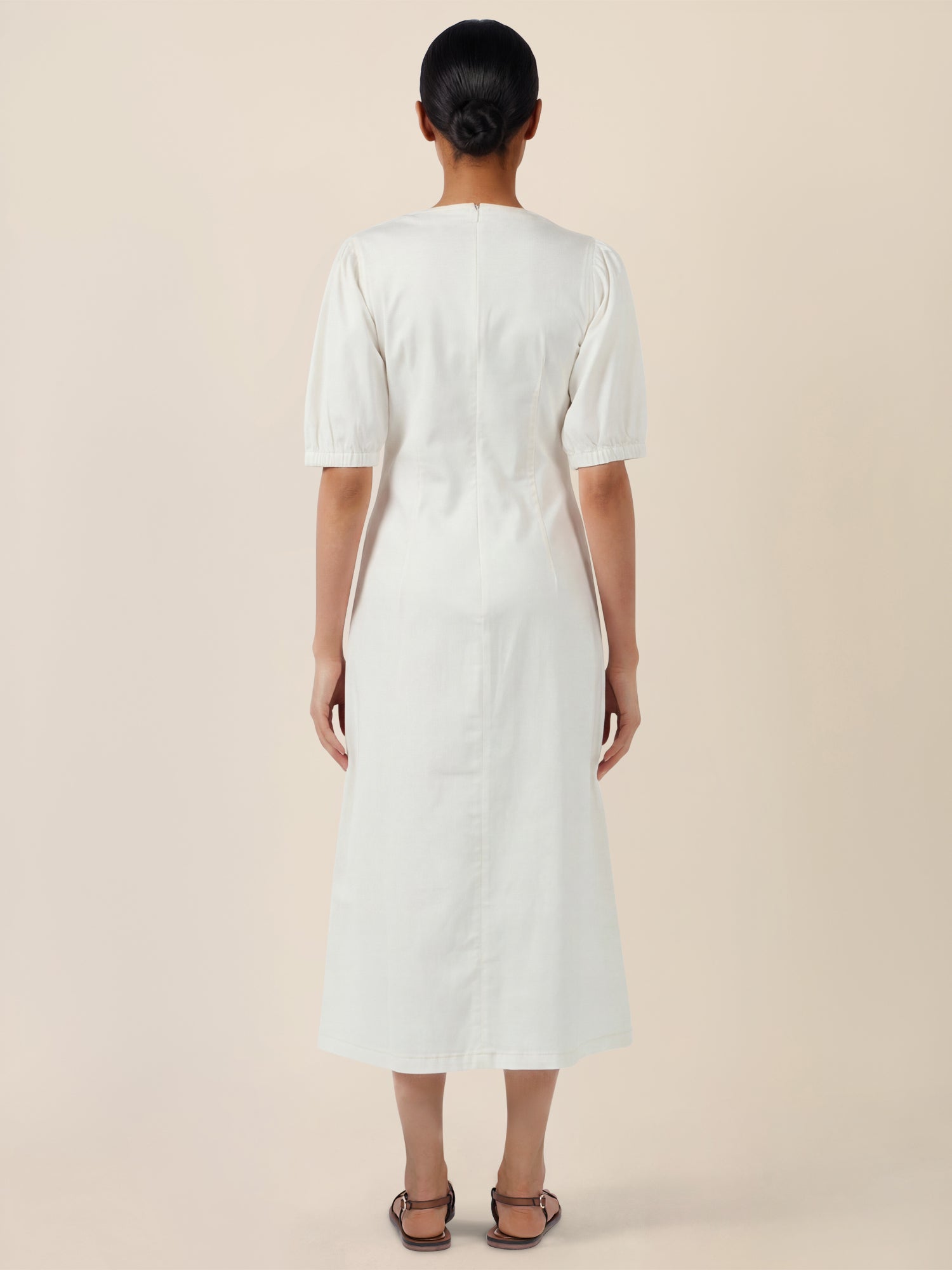 APART Denimkleid mit Puffärmeln | creme