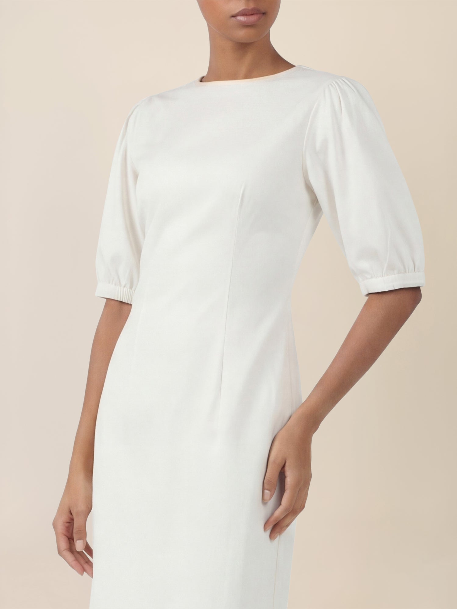 APART Denimkleid mit Puffärmeln | creme