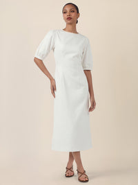 APART Denimkleid mit Puffärmeln | creme