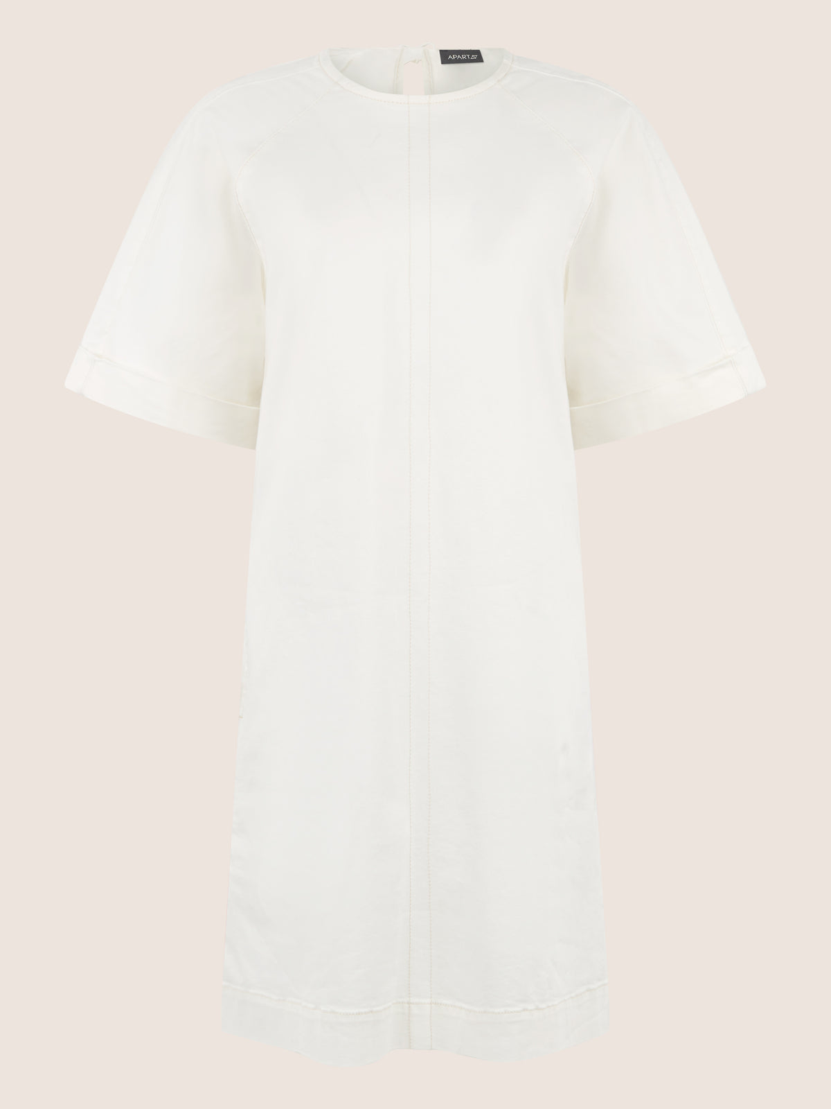 APART Gerade geschnittenes Jeanskleid mit Bindeband hinten | creme