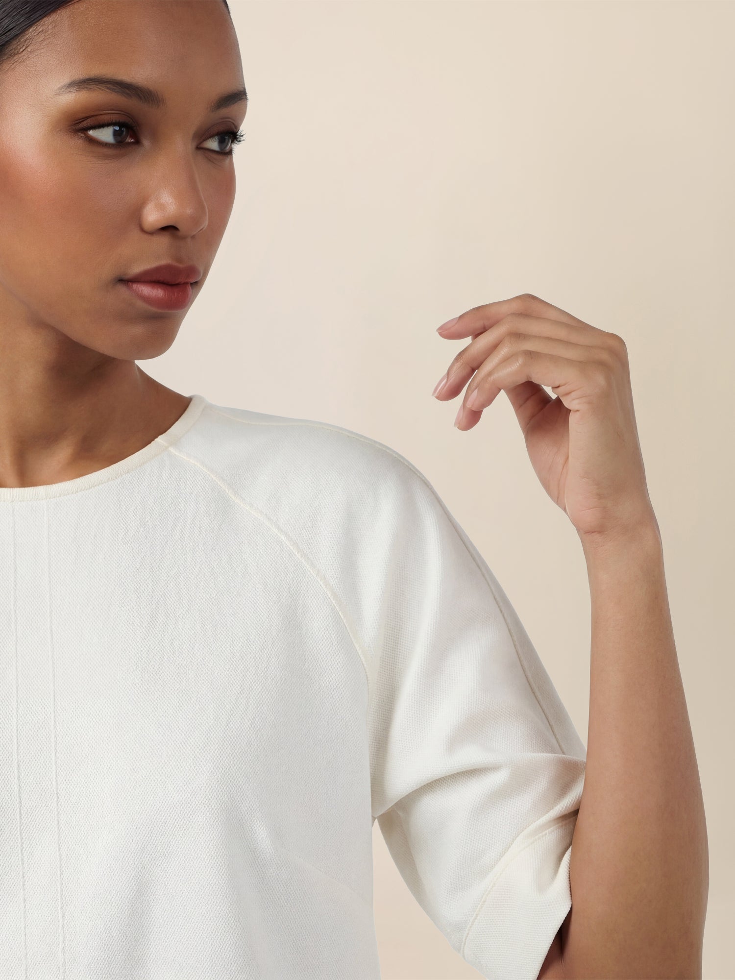 APART Gerade geschnittenes Jeanskleid mit Bindeband hinten | creme