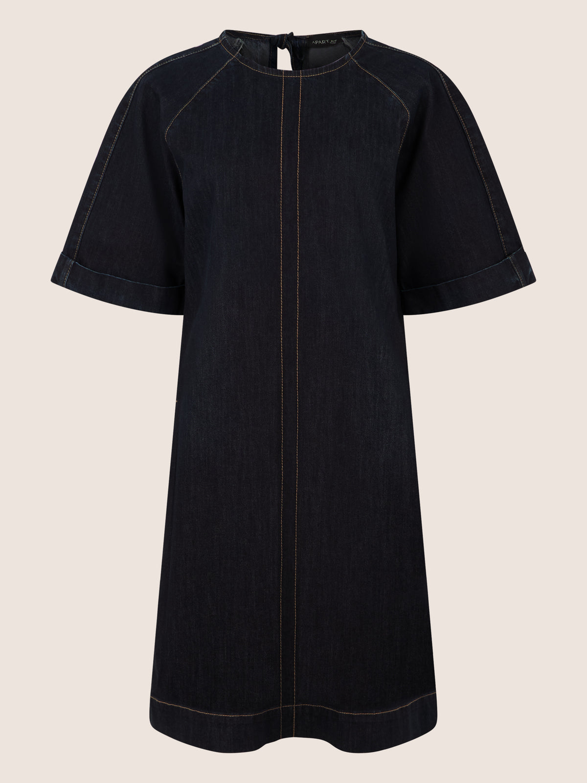 APART Gerade geschnittenes Jeanskleid mit Bindeband hinten | dunkelblau