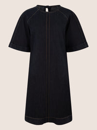 APART Gerade geschnittenes Jeanskleid mit Bindeband hinten | dunkelblau