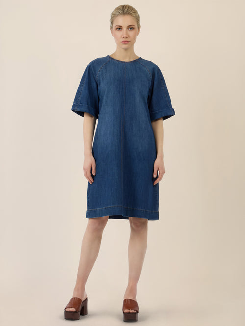 APART Gerade geschnittenes Jeanskleid mit Bindeband hinten | hellblau image 1