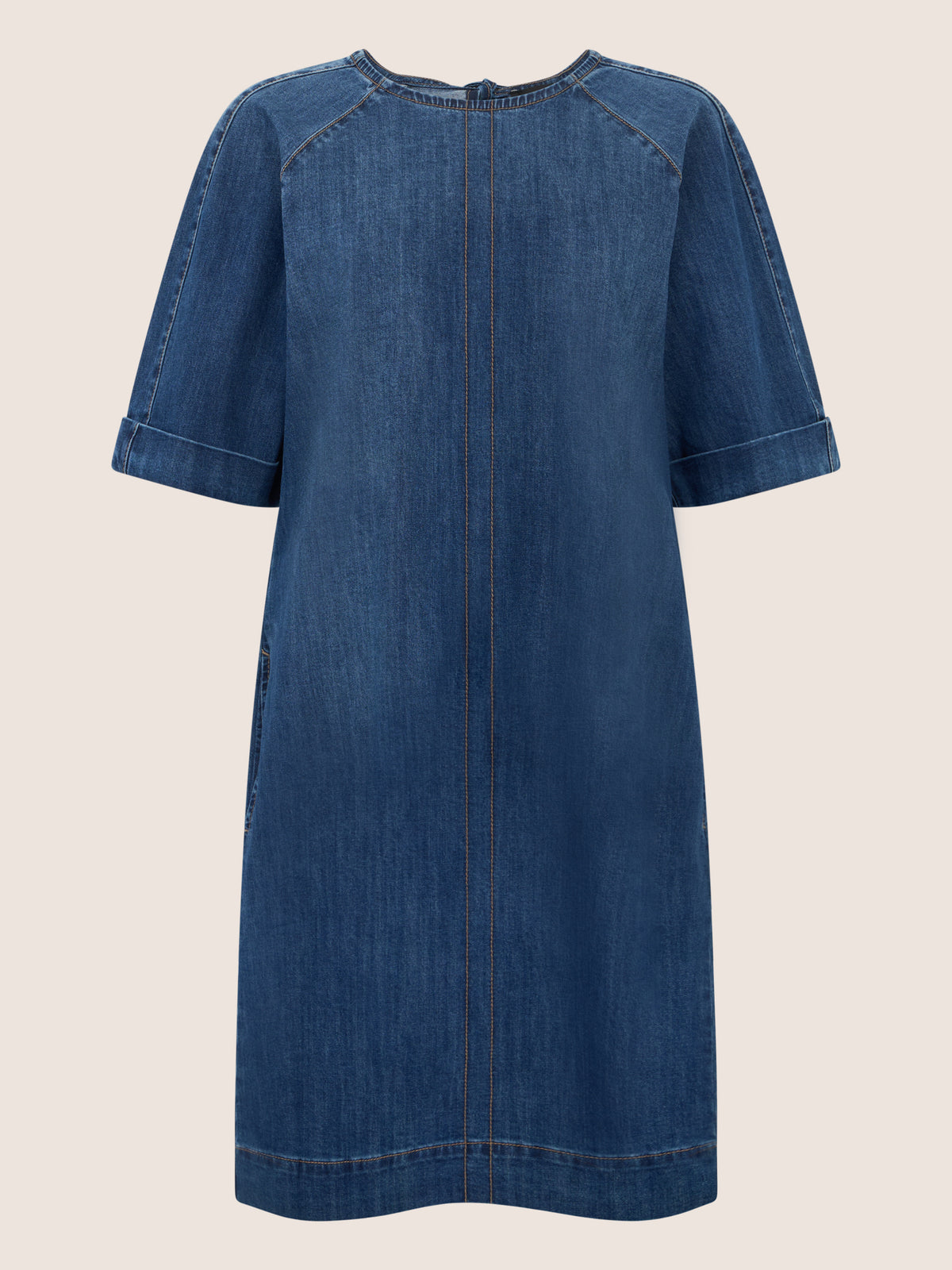 APART Gerade geschnittenes Jeanskleid mit Bindeband hinten | hellblau