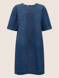 APART Gerade geschnittenes Jeanskleid mit Bindeband hinten | hellblau