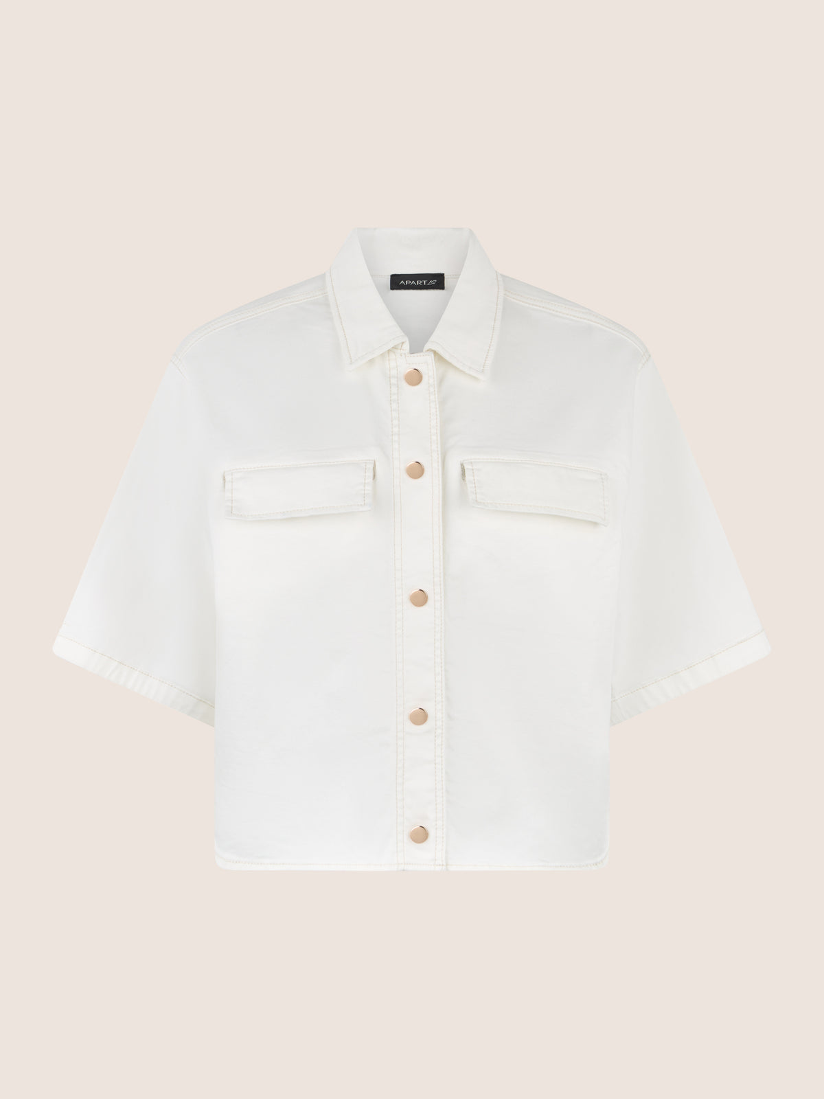 APART Kurzarm-Jeansjacke mit Druckknöpfen | creme