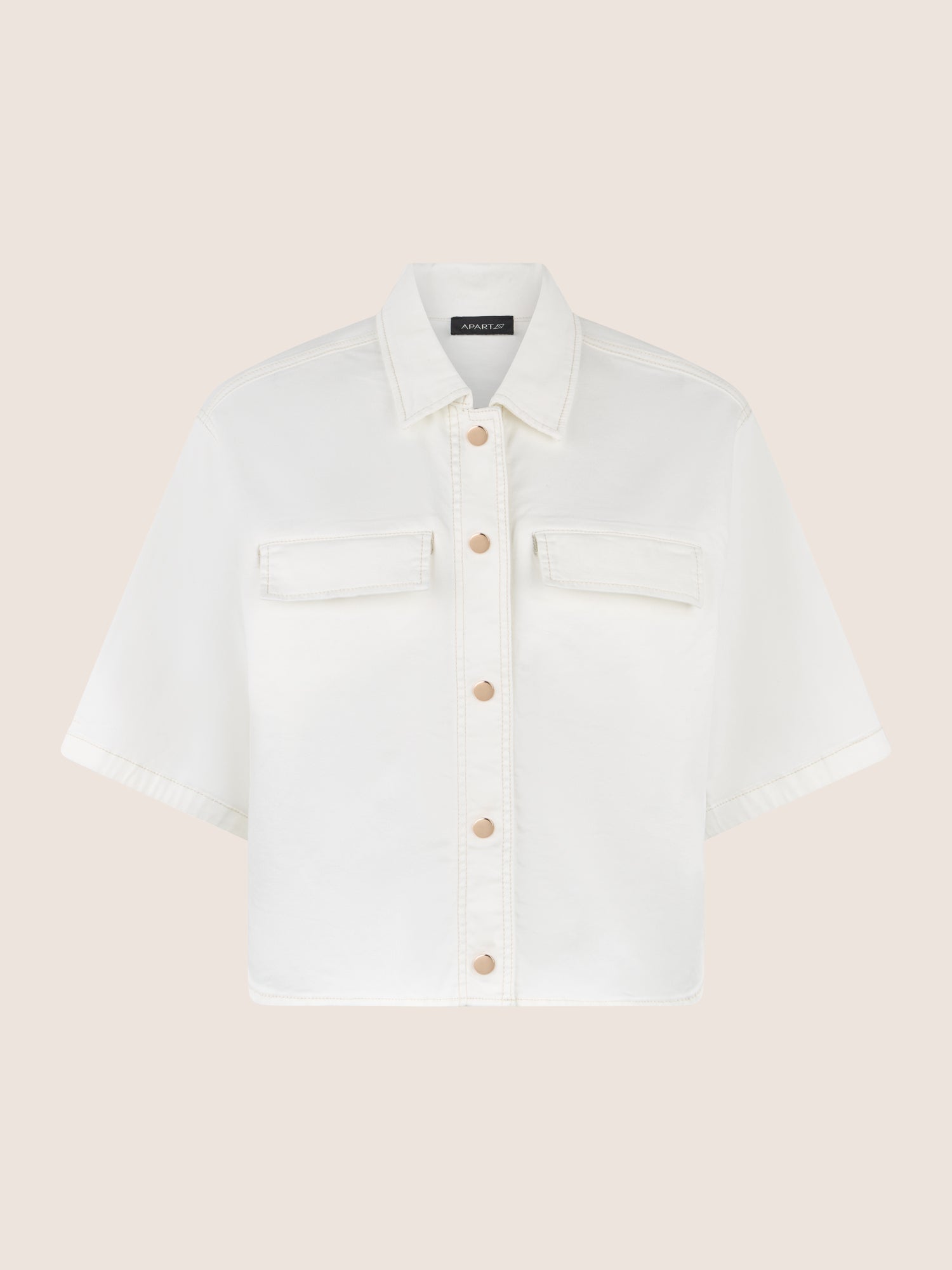 APART Kurzarm-Jeansjacke mit Druckknöpfen | creme