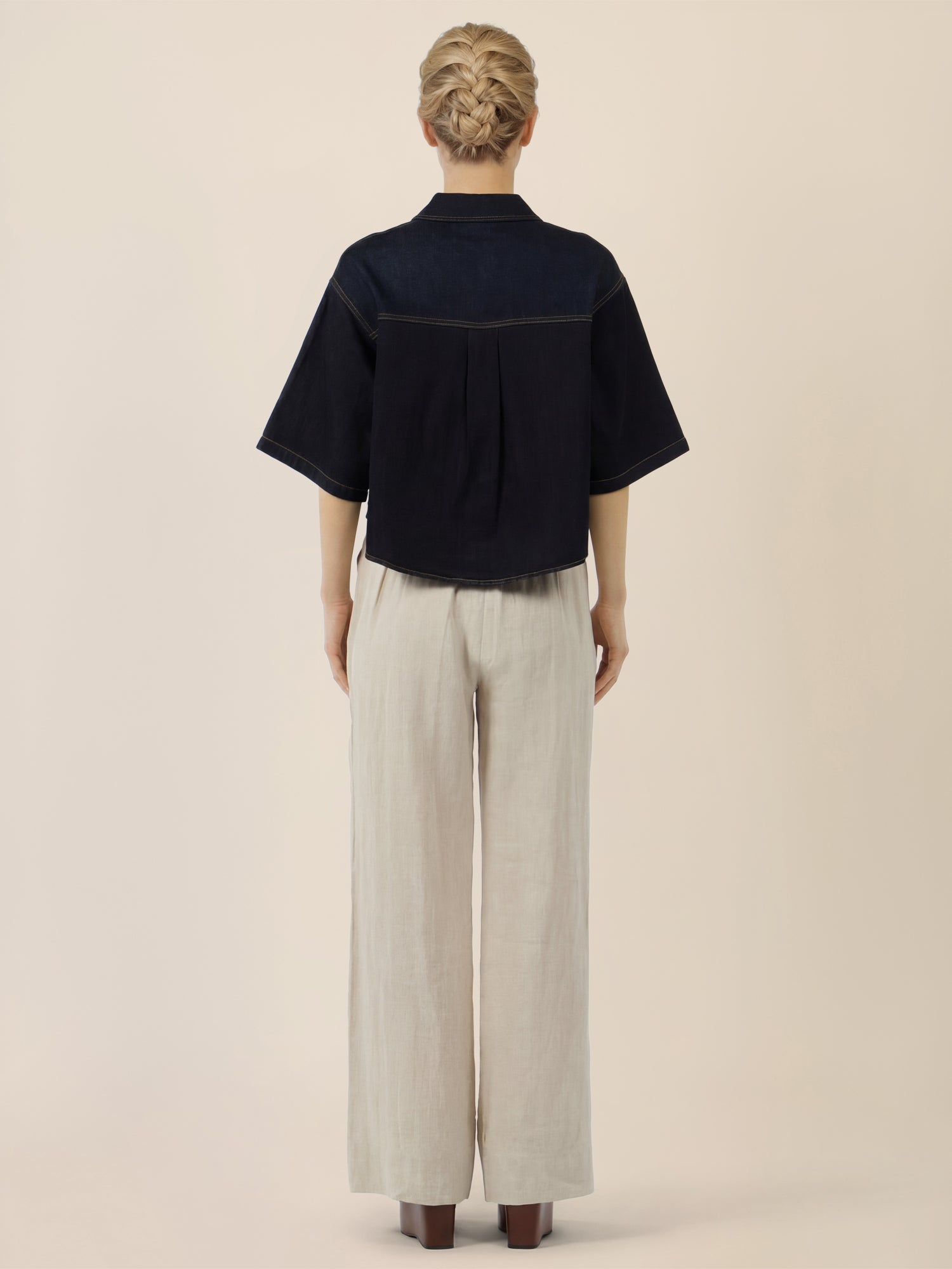 APART Kurzarm-Jeansjacke mit Druckknöpfen | dunkelblau