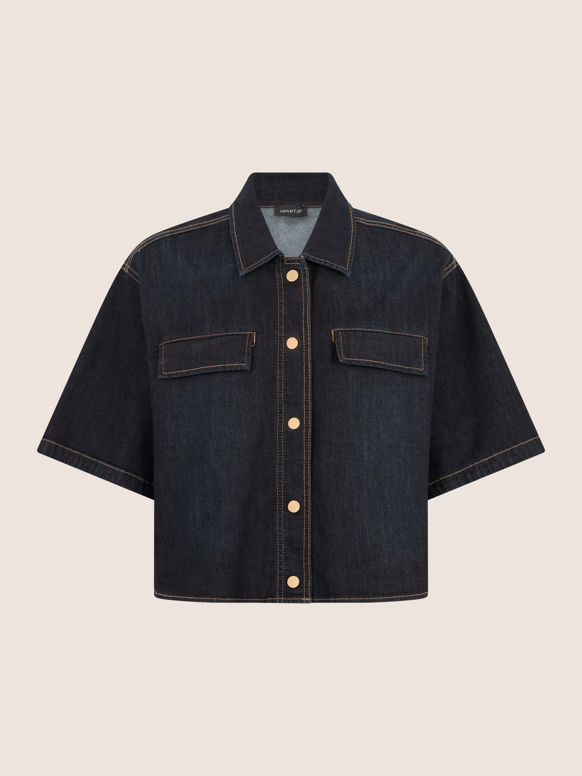 APART Kurzarm-Jeansjacke mit Druckknöpfen | dunkelblau