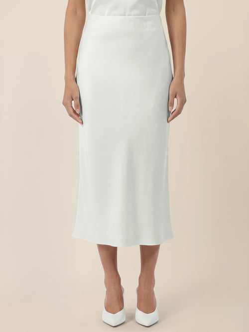 APART Ausgestellter Midirock in fließender Satin-Qualität | creme image 1